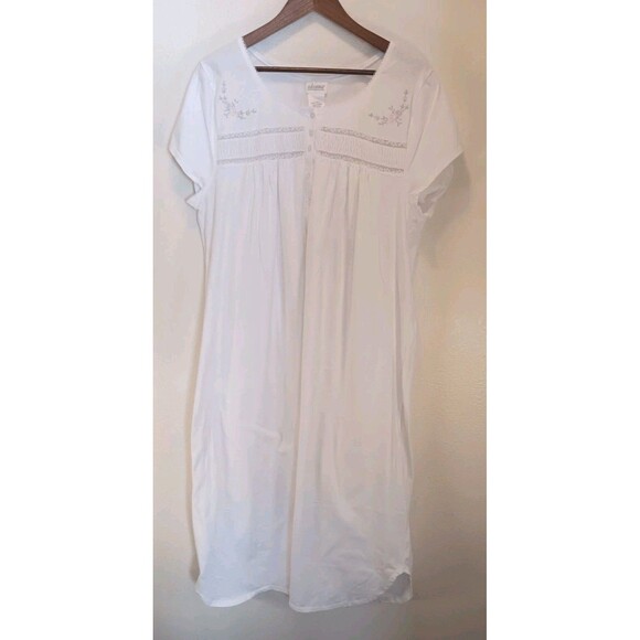 NWT Adonna White 100% Cotton Nightgown XL Cottagecore Lace Floral Embroidery... - Picture 2 of 11